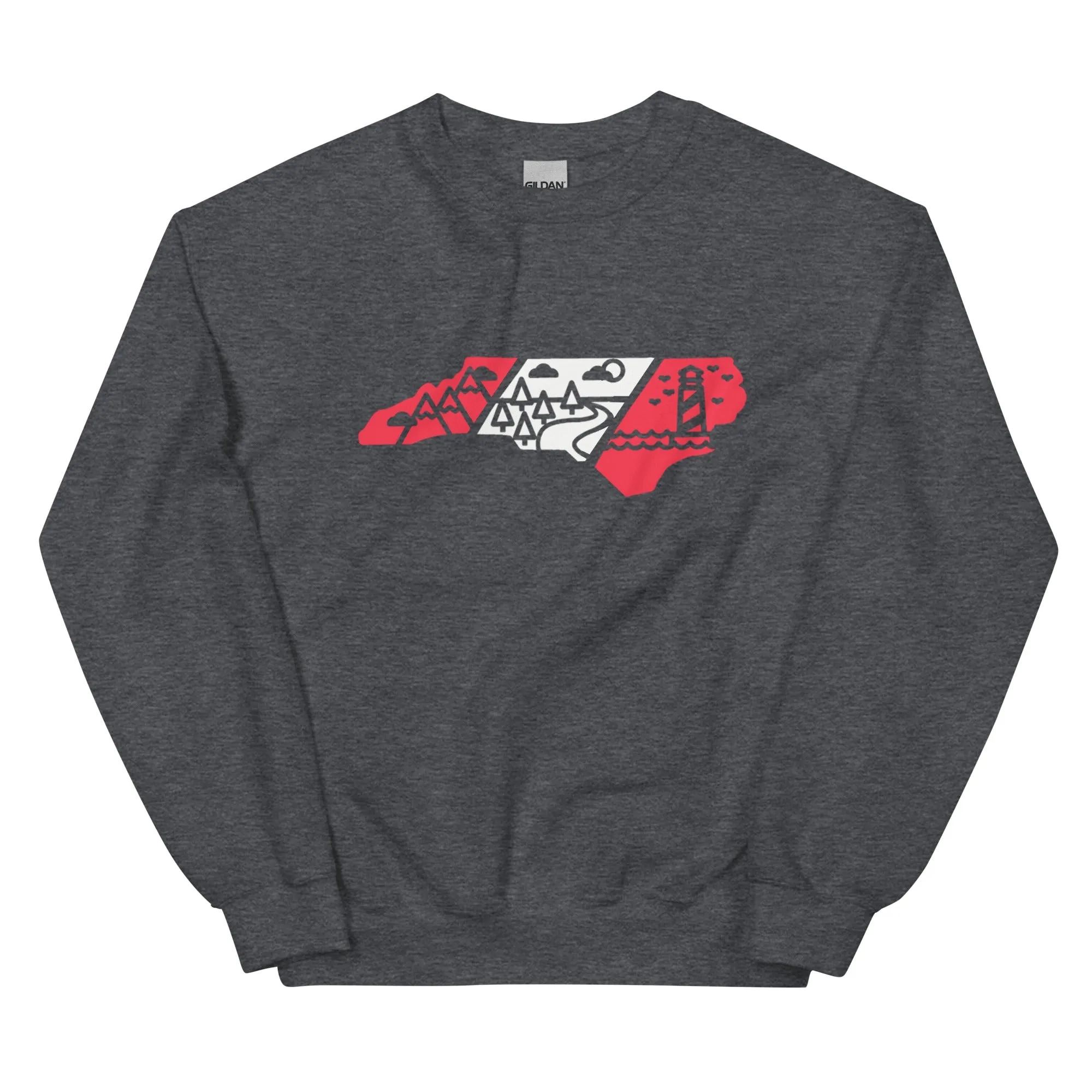 North Carolina 3 Regions Red & White Unisex Sweatshirt
