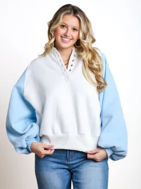 One And Only Color Block Collared Pullover