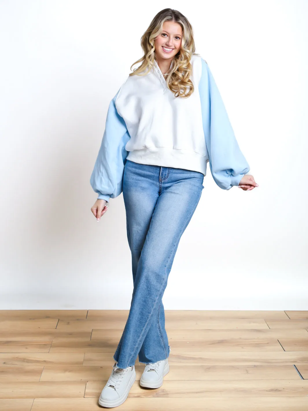 One And Only Color Block Collared Pullover
