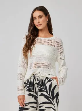 OPEN KNIT STRIPE CREW