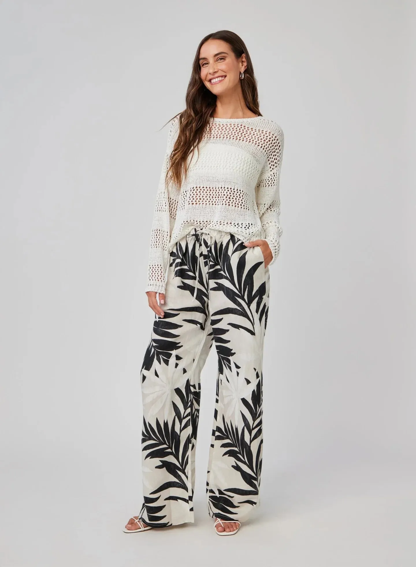 OPEN KNIT STRIPE CREW