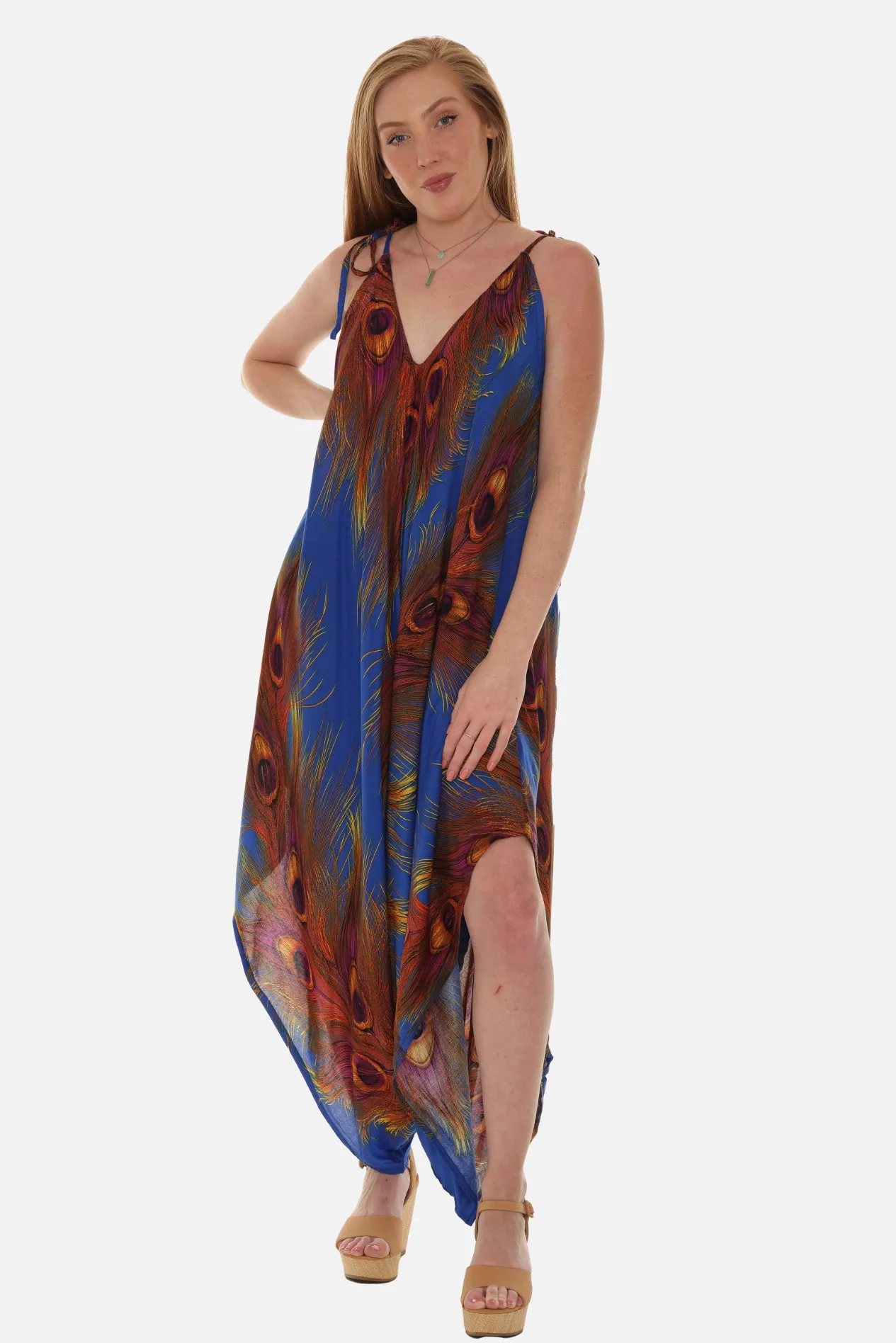 Peacock Feather Printed Women Harem Jumpsuit