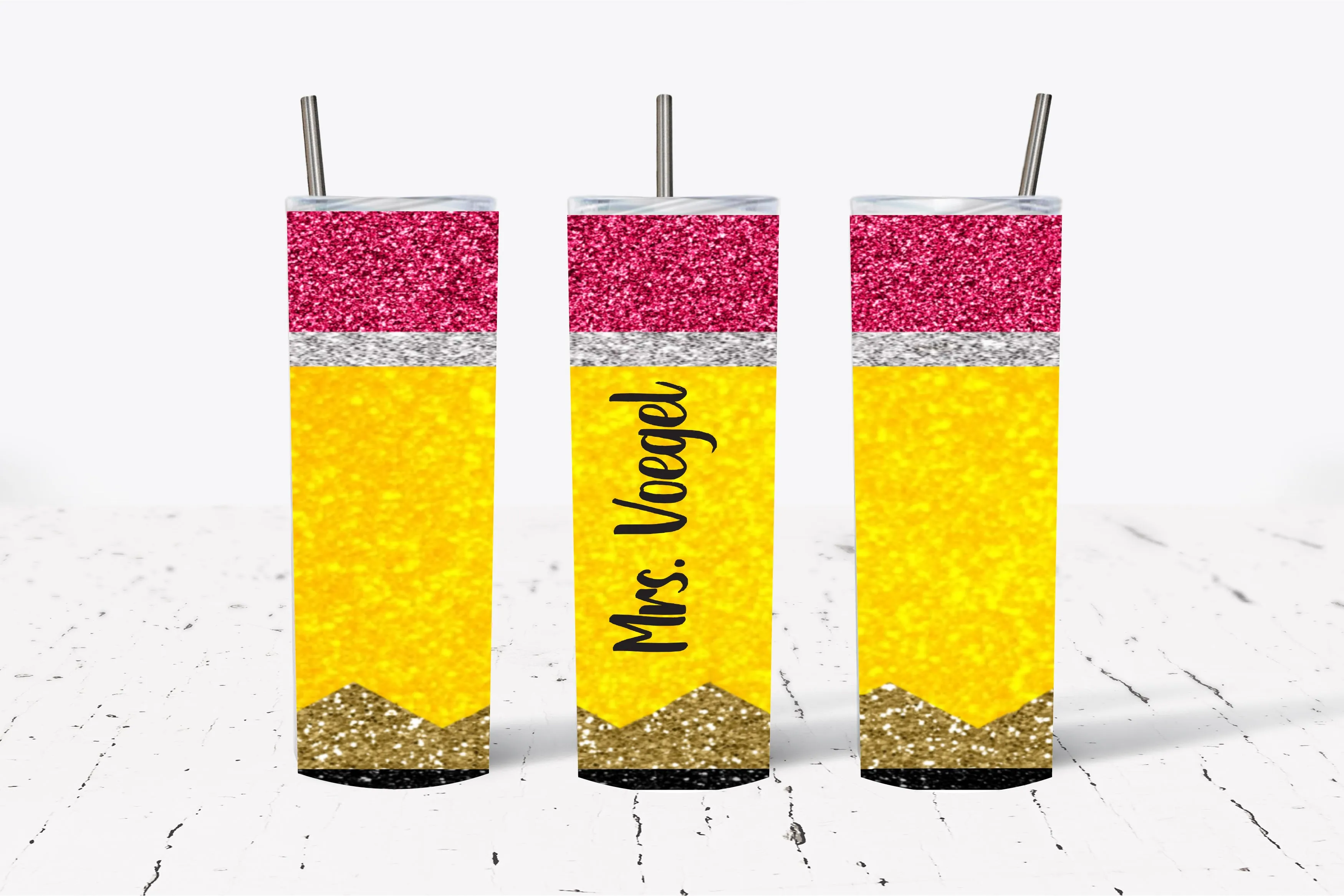 Pencil Personalized Sublimation Tumbler