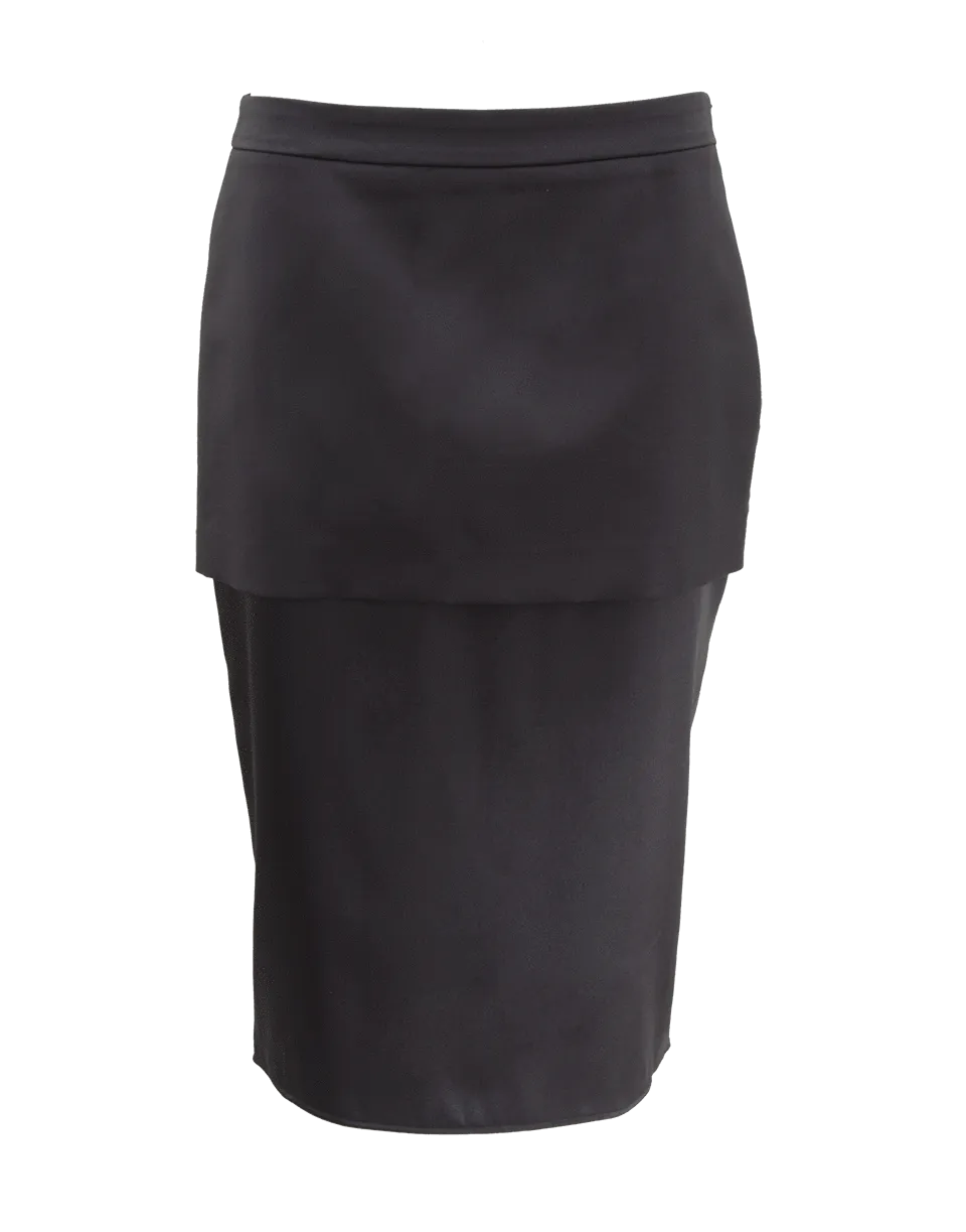 Pencil Skirt With Silk Overlay