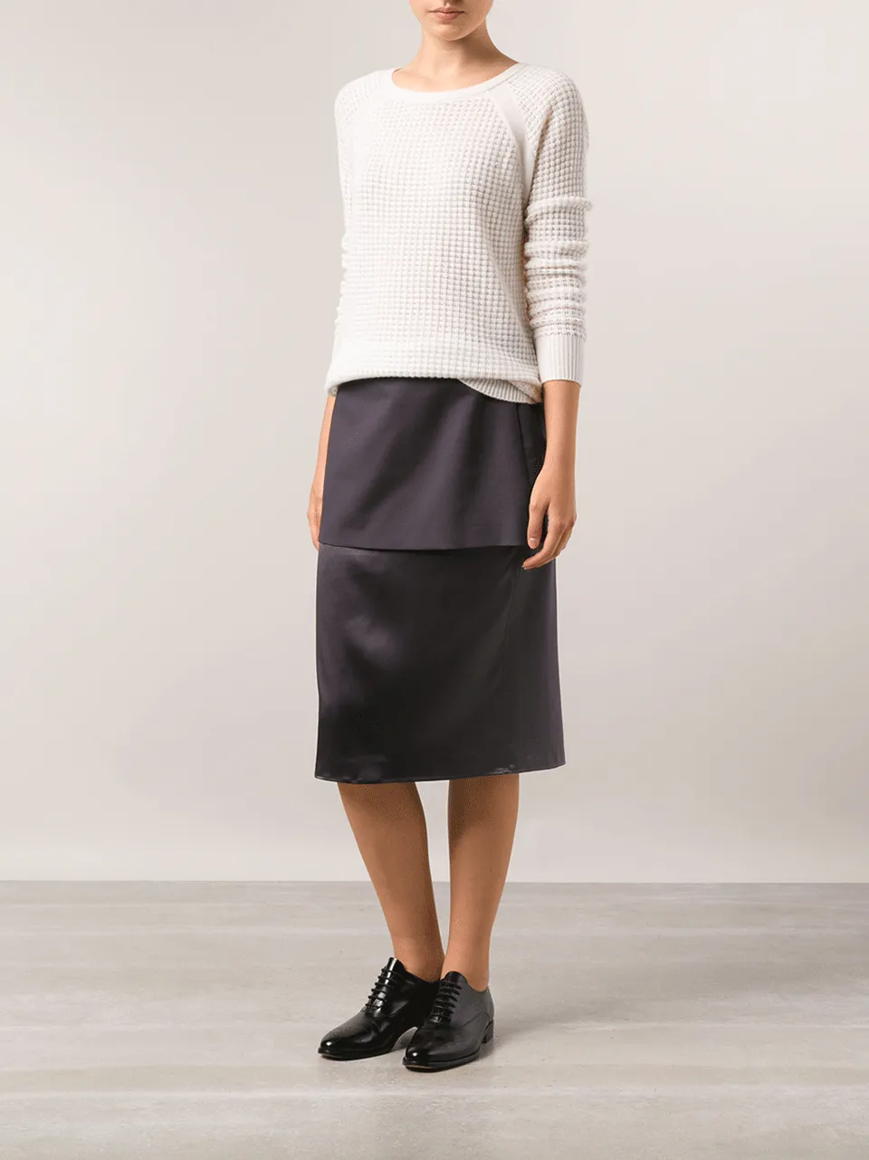 Pencil Skirt With Silk Overlay