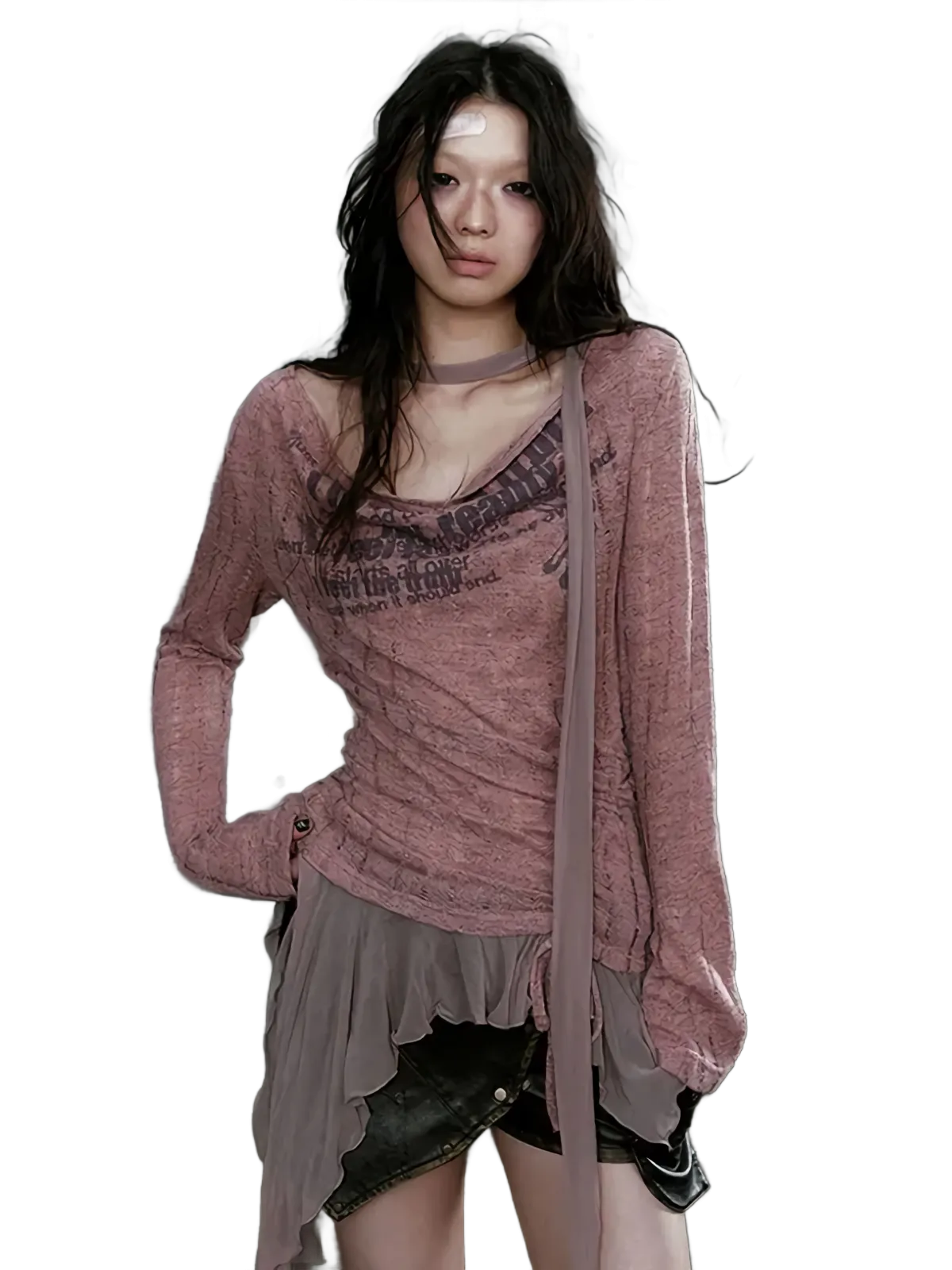 'Phantom' Distressed Long Sleeve Knit Top