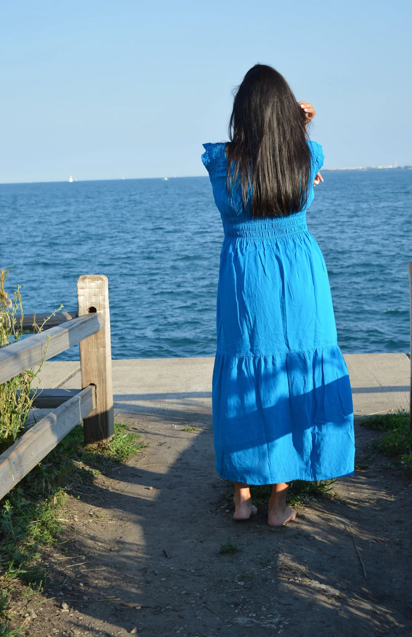 Pima cotton Blue summer dress - turquoise skies
