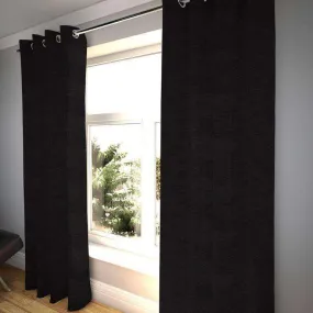Plain Chenille Black Curtains