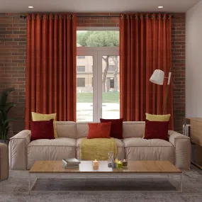 Plain Chenille Burnt Orange Curtains