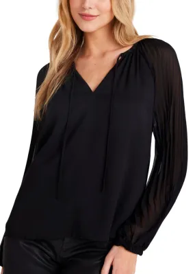 Pleated Sleeve Raglan Pullover