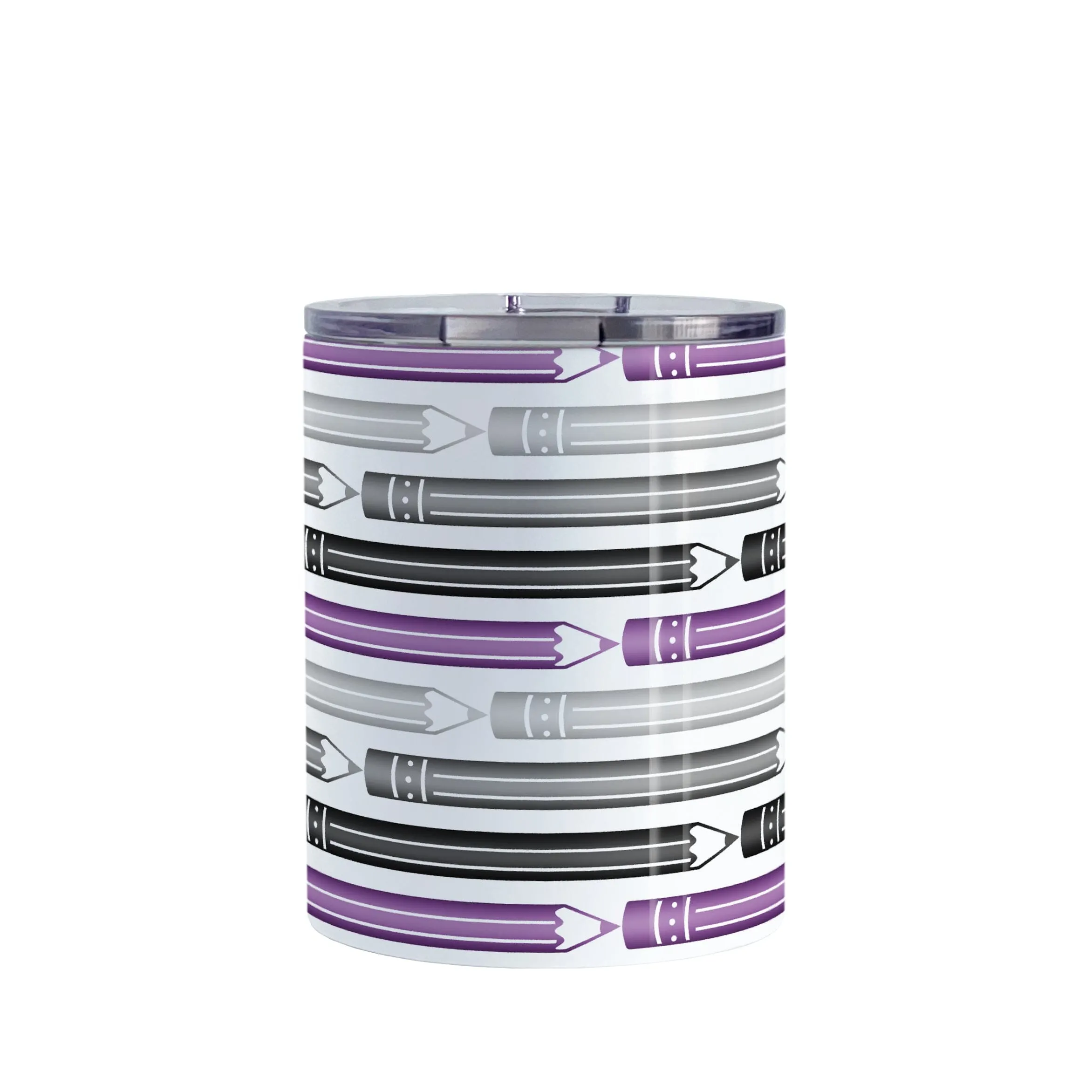 Purple Gray Black Pencils Pattern Tumbler Cup