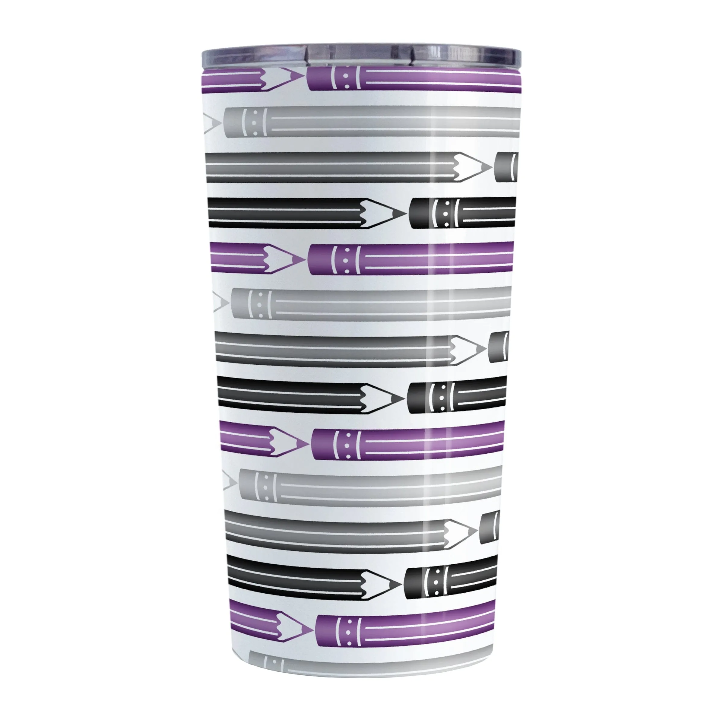 Purple Gray Black Pencils Pattern Tumbler Cup