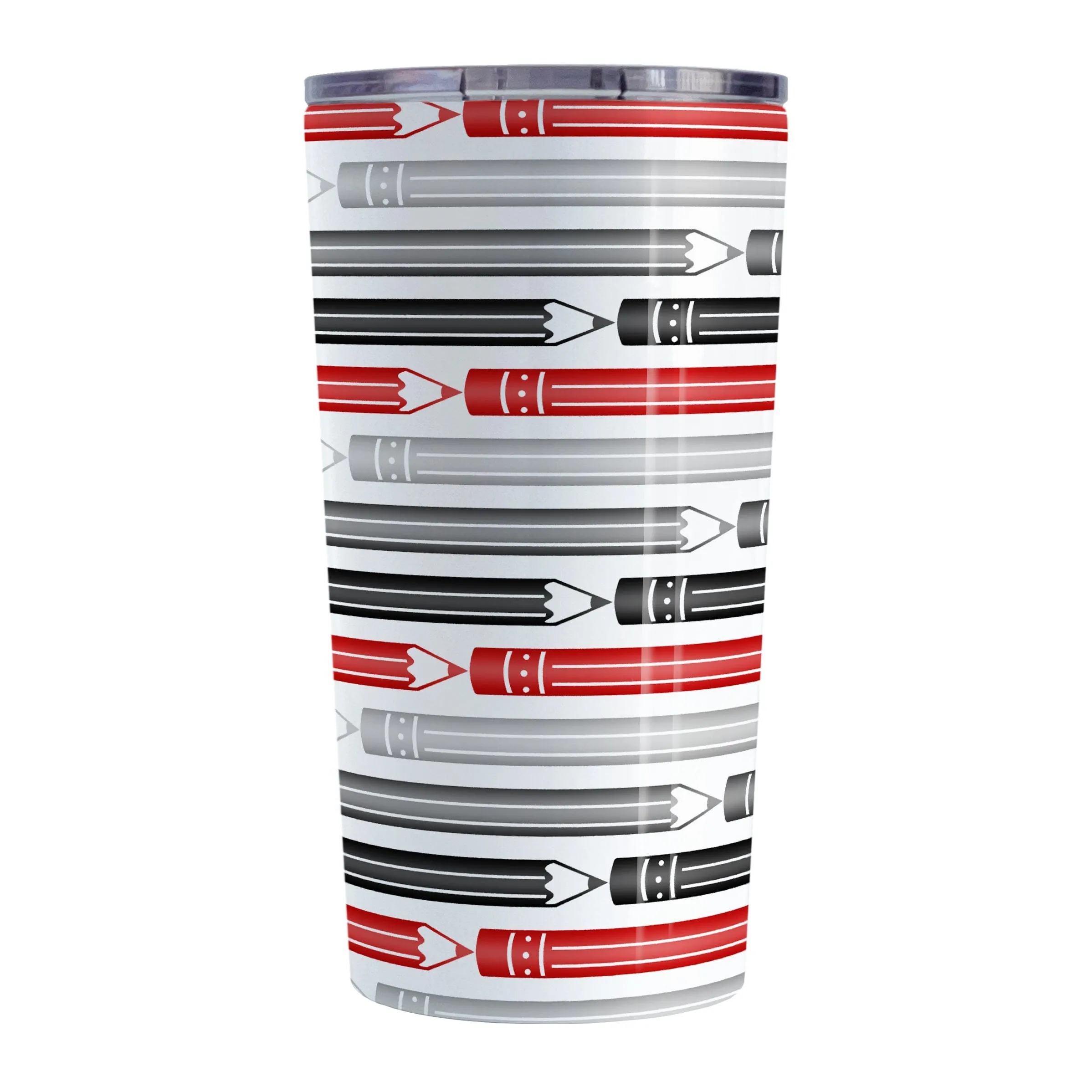 Red Gray Black Pencils Pattern Tumbler Cup