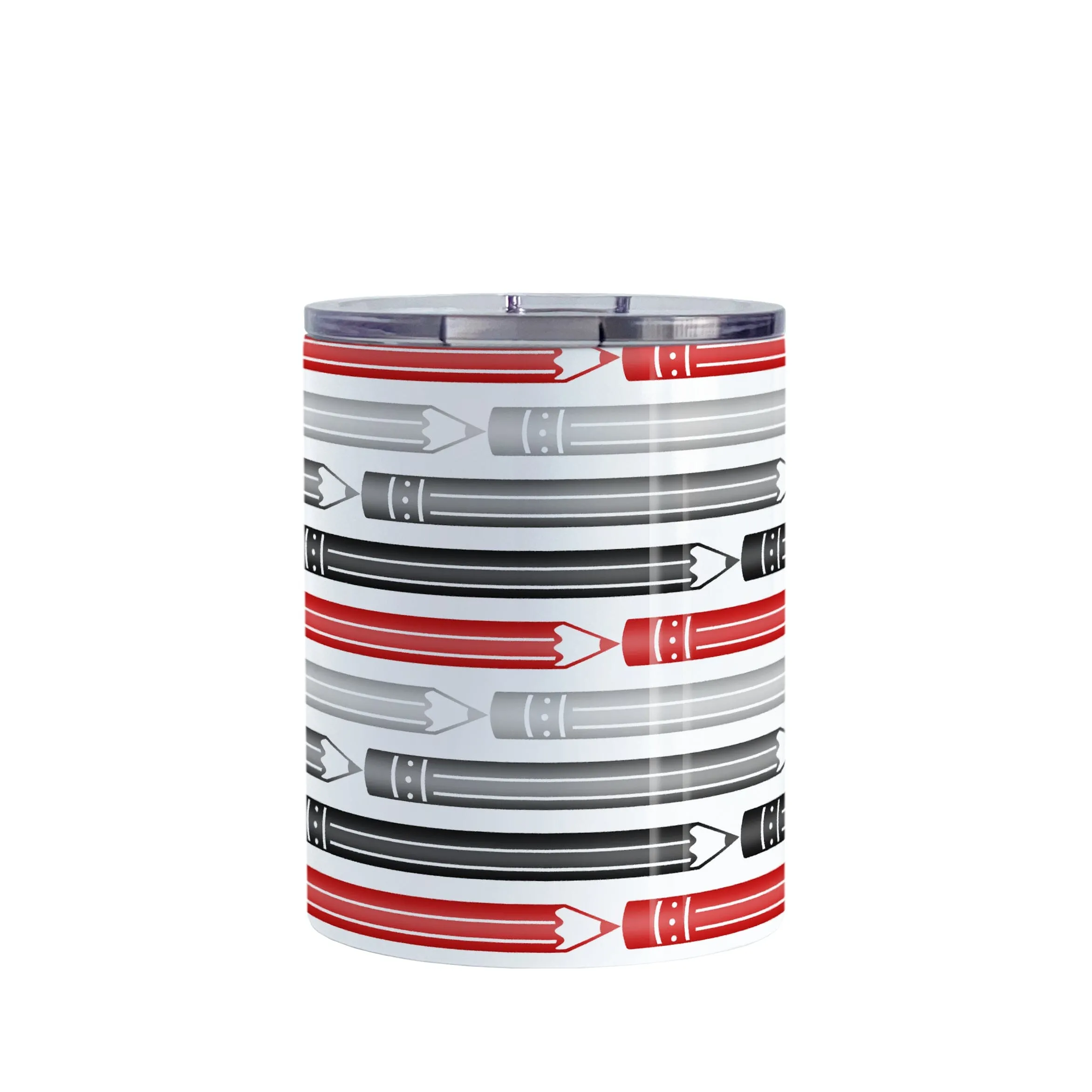 Red Gray Black Pencils Pattern Tumbler Cup