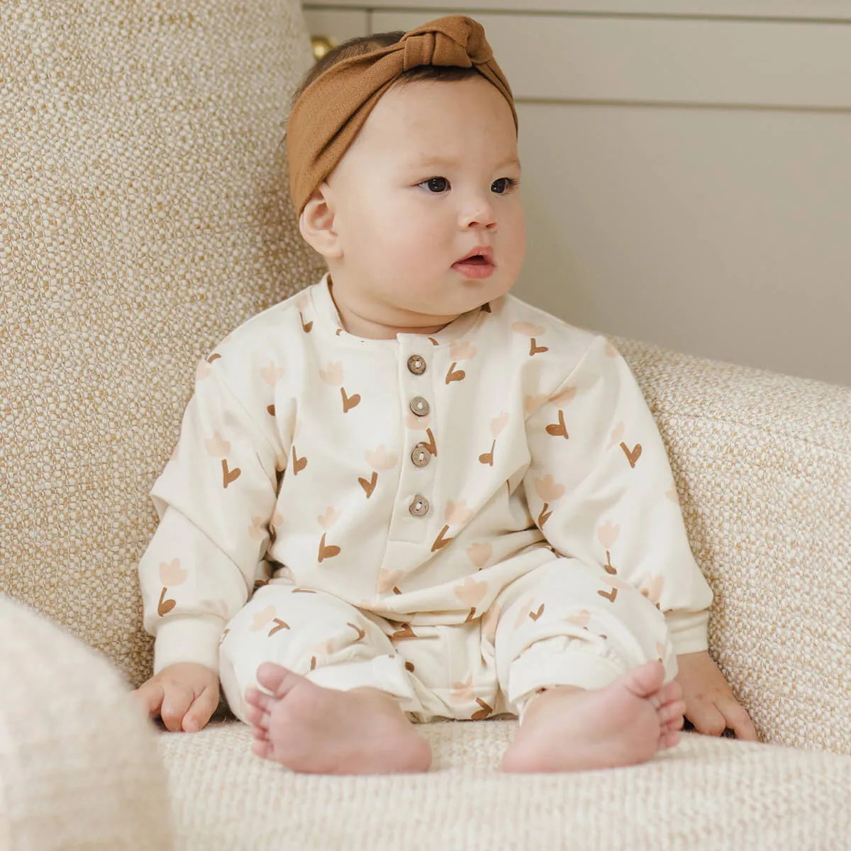 Relaxed Fleece Jumpsuit in Tulips by Quincy Mae