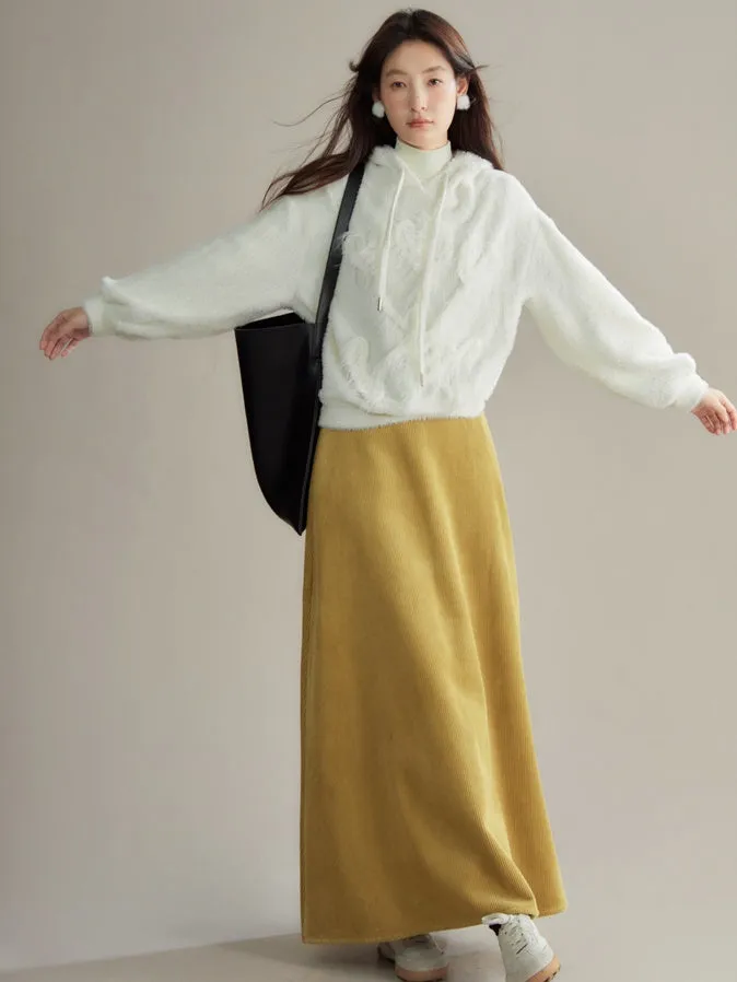 Retro Corduroy A-line Long Skirt