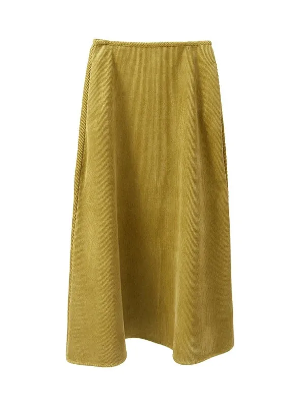 Retro Corduroy A-line Long Skirt