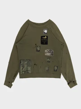 'Riot! Riot! Riot!' Thrashed Patchwork Crewneck