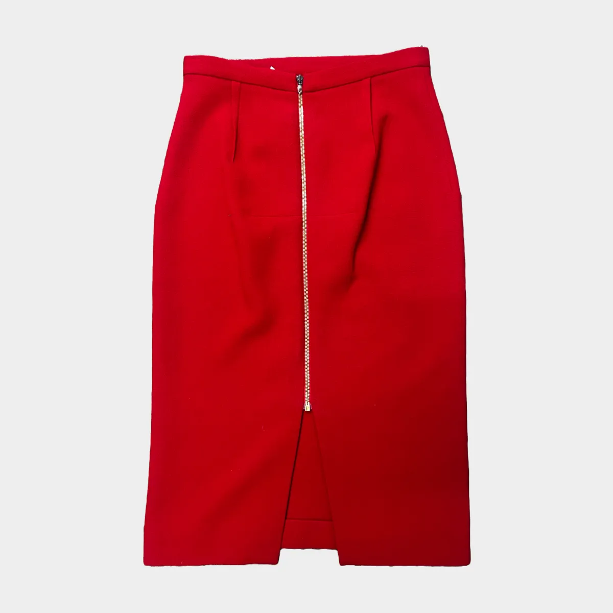 Roland Mouret red woolen pencil midi skirt