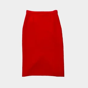 Roland Mouret red woolen pencil midi skirt
