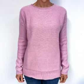 Salmon Pink Cashmere Crew Neck Jumper Medium