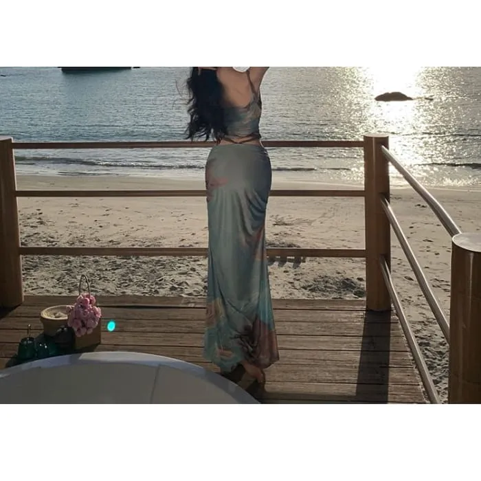 Set: Tie Dye Cami Top   High Rise Maxi Pencil Skirt