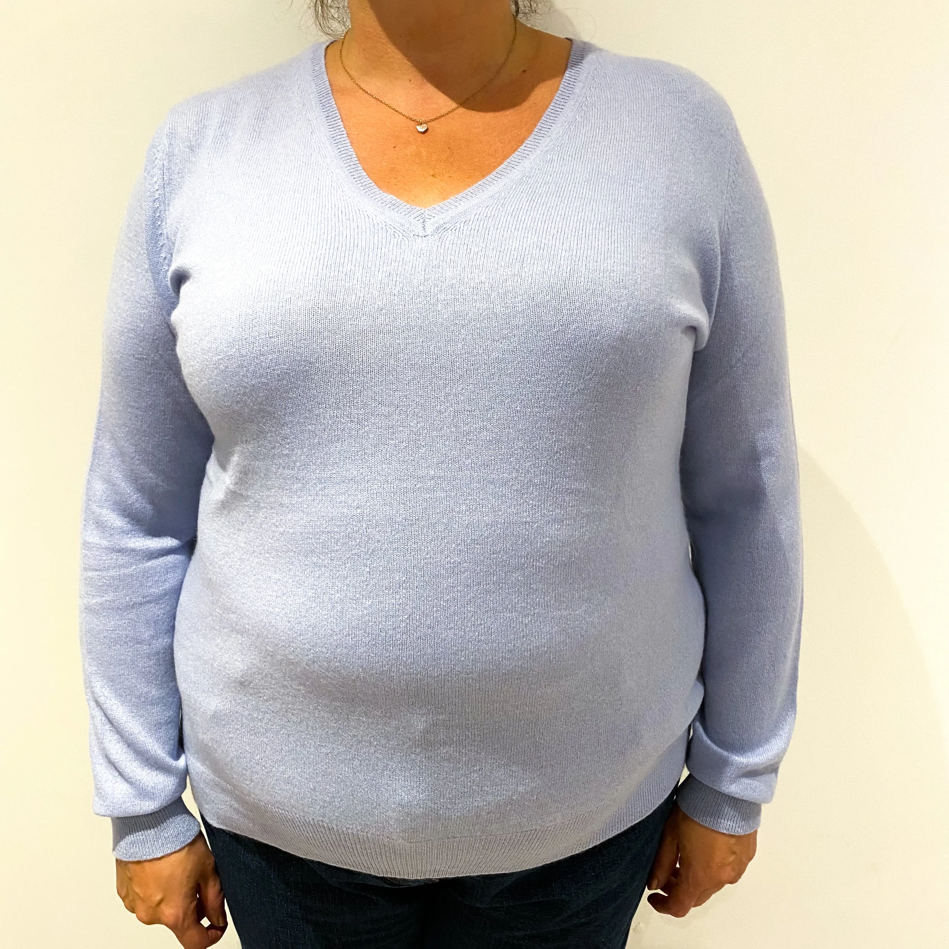 Sky Blue Cashmere V-Neck Jumper Extra Extra Large