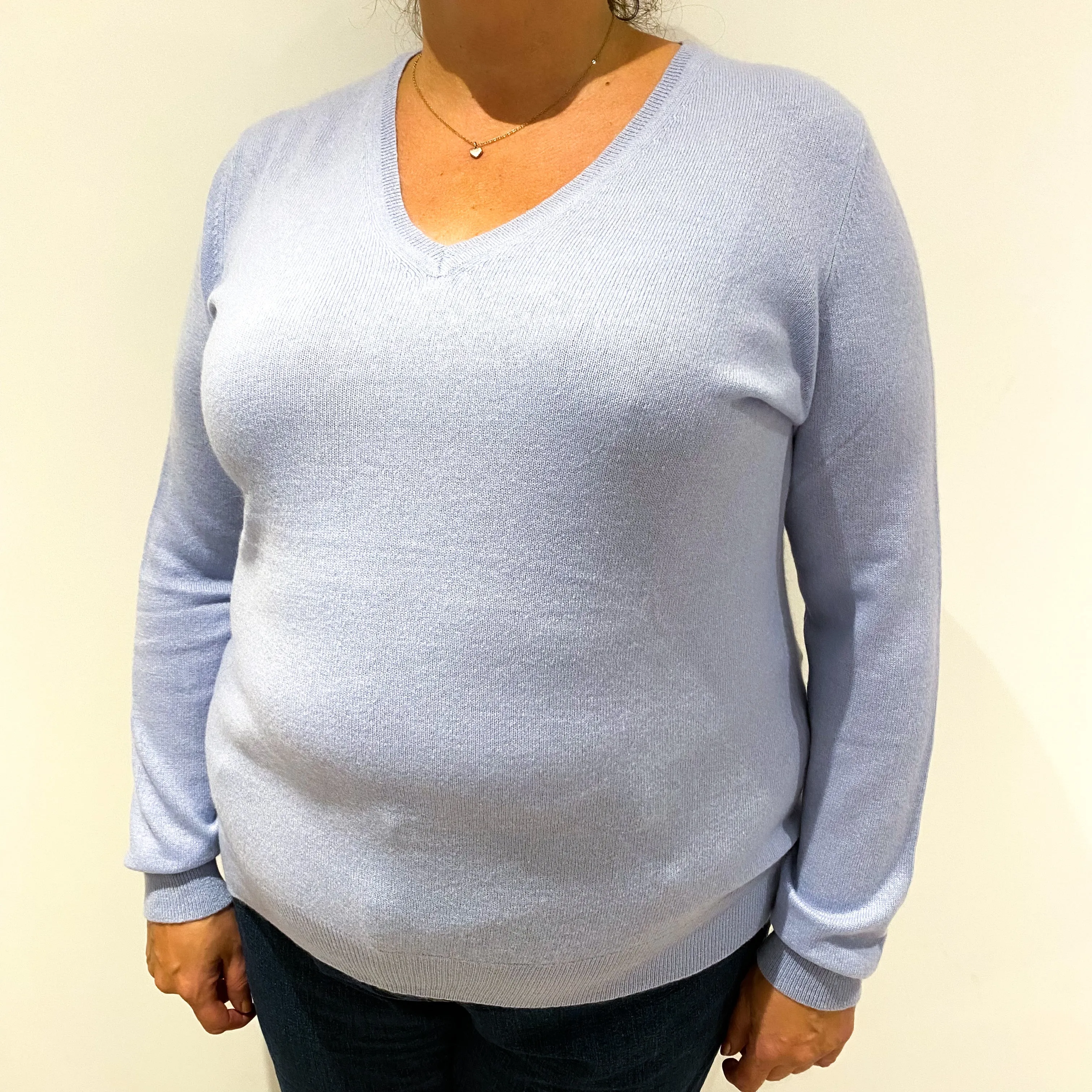 Sky Blue Cashmere V-Neck Jumper Extra Extra Large
