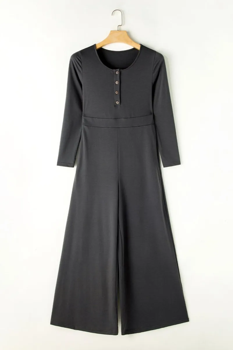 Smoky Wide Leg Jumpsuit with Pockets