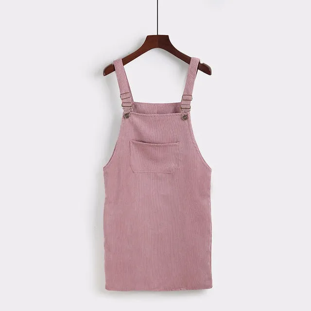Solange Retro Corduroy Overall Dress