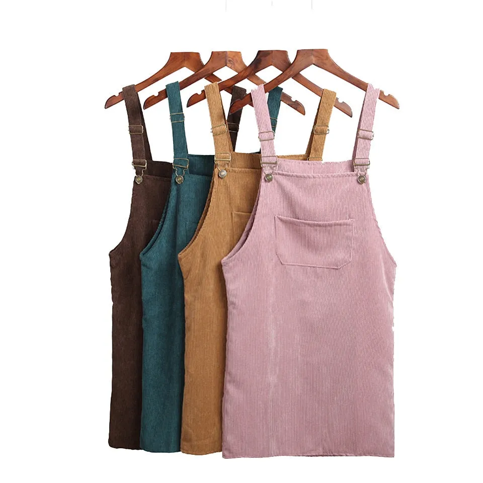 Solange Retro Corduroy Overall Dress