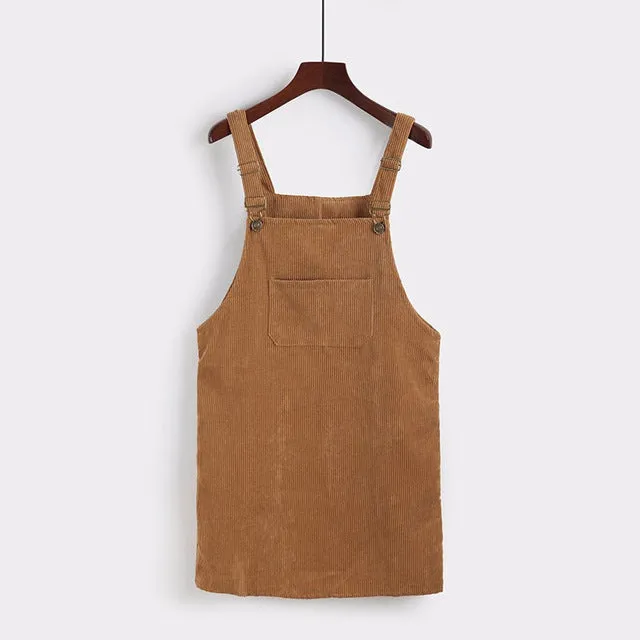 Solange Retro Corduroy Overall Dress