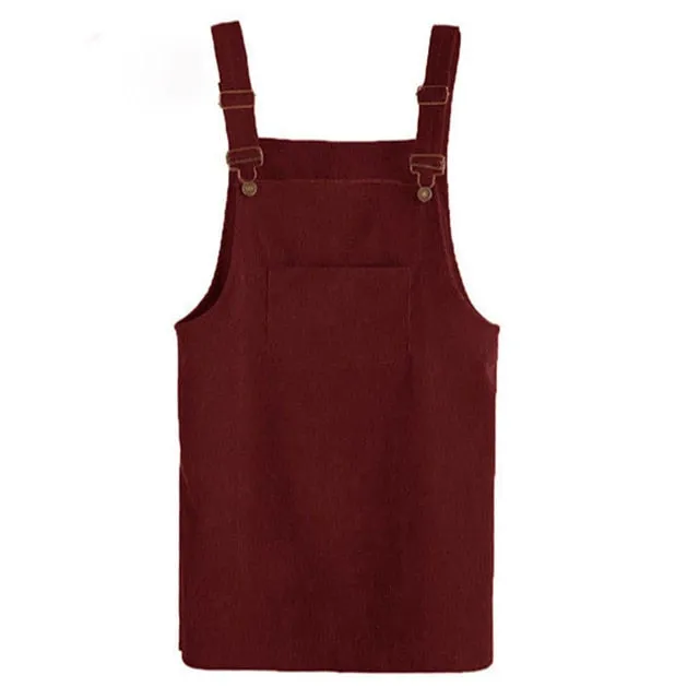 Solange Retro Corduroy Overall Dress