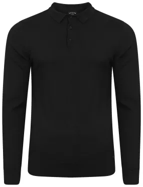 Stirling Long Sleeve Polo Shirt in Black - Kensington Eastside