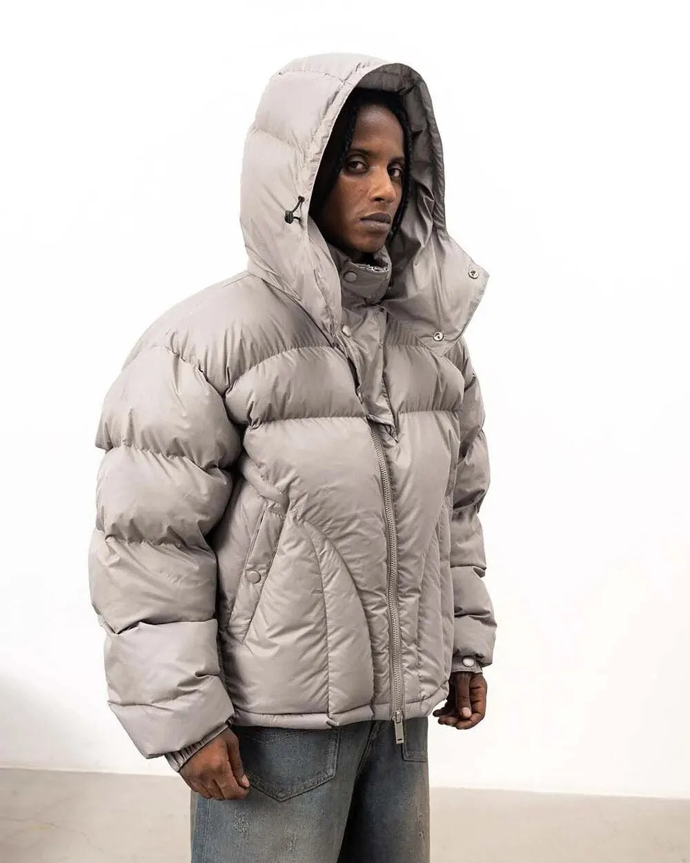 Stone Hooded Puffer Jacket