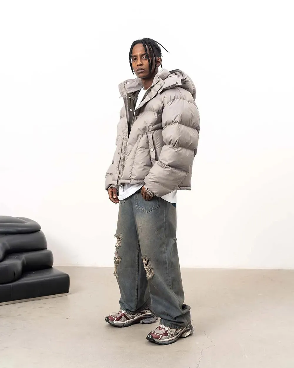 Stone Hooded Puffer Jacket
