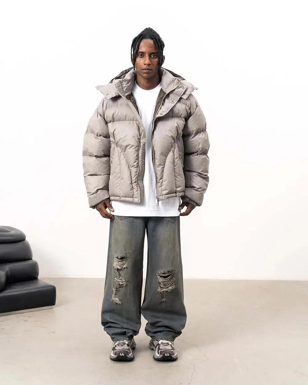 Stone Hooded Puffer Jacket