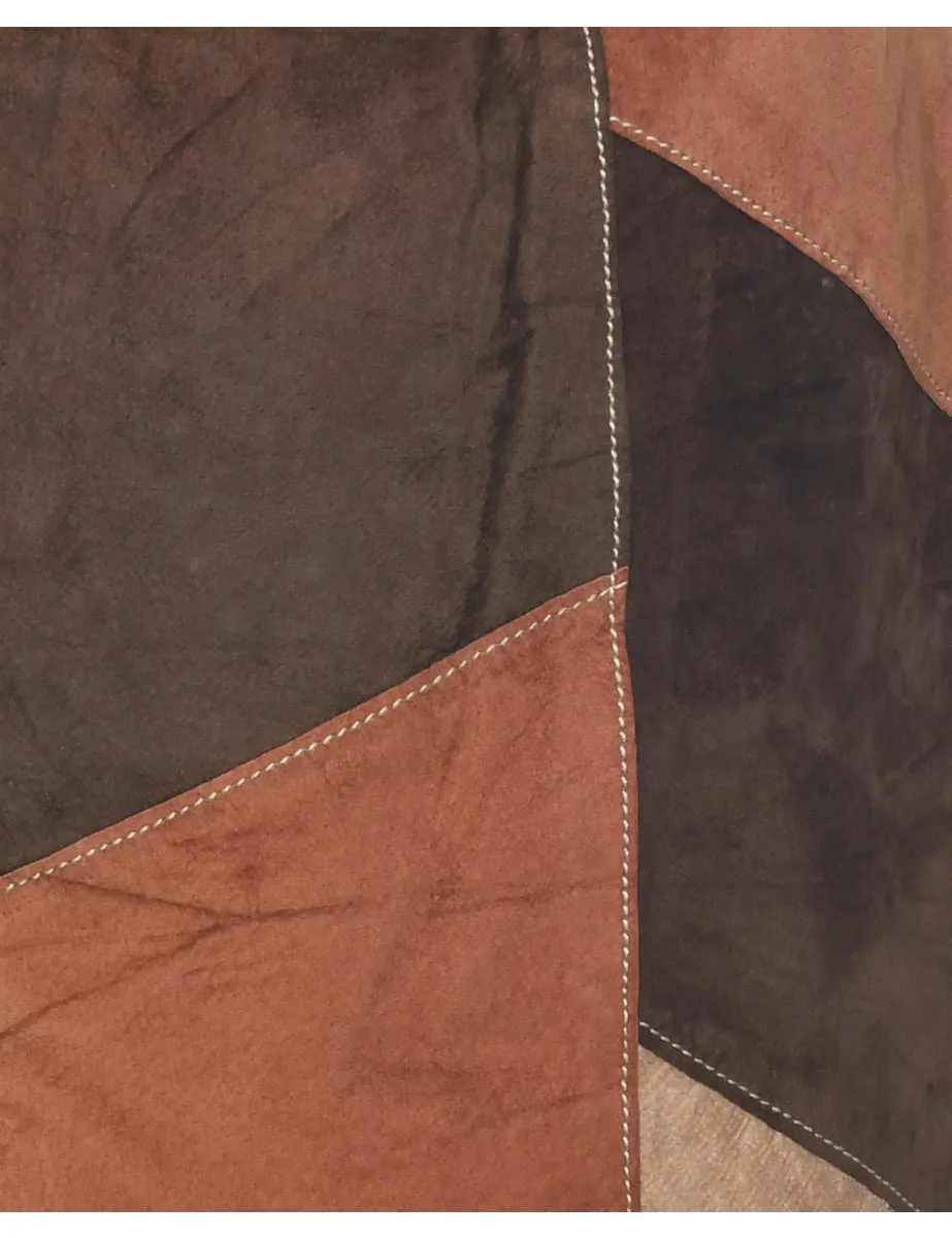 Suede Patchwork Pencil Skirt - S