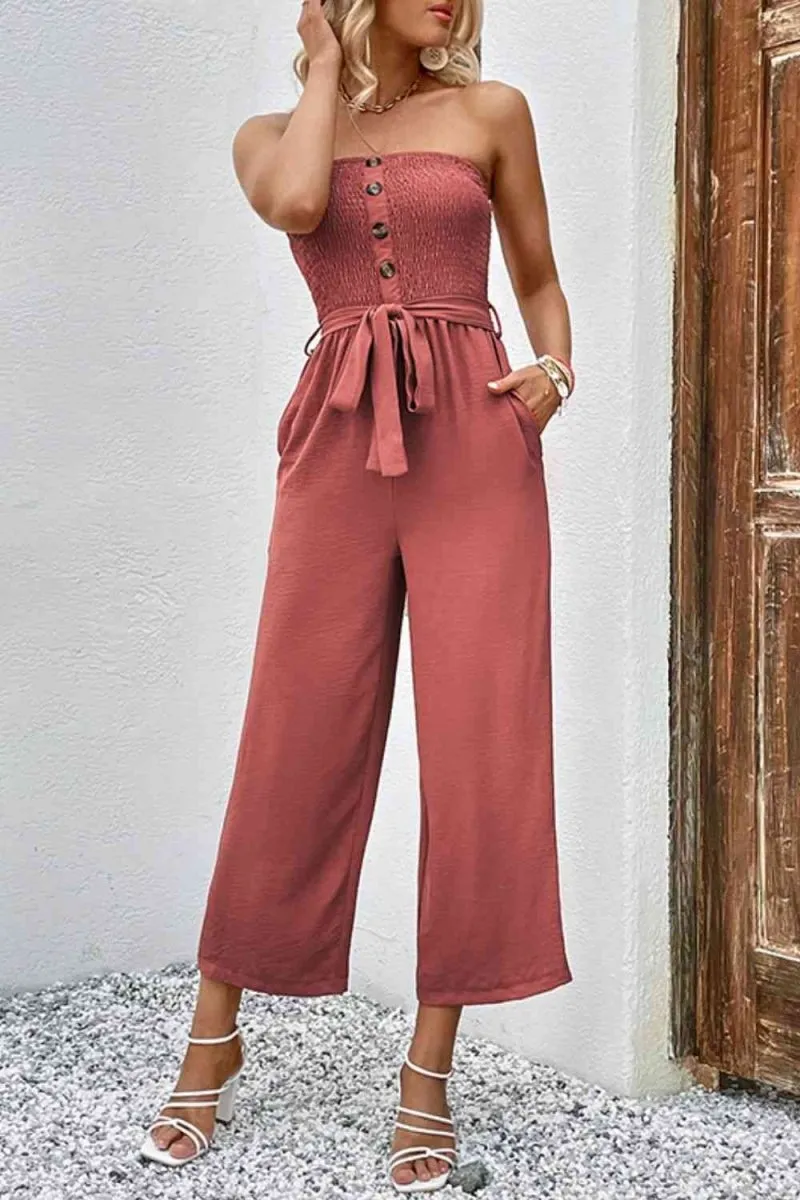 Summer Sunset Smocked Jumpsuit