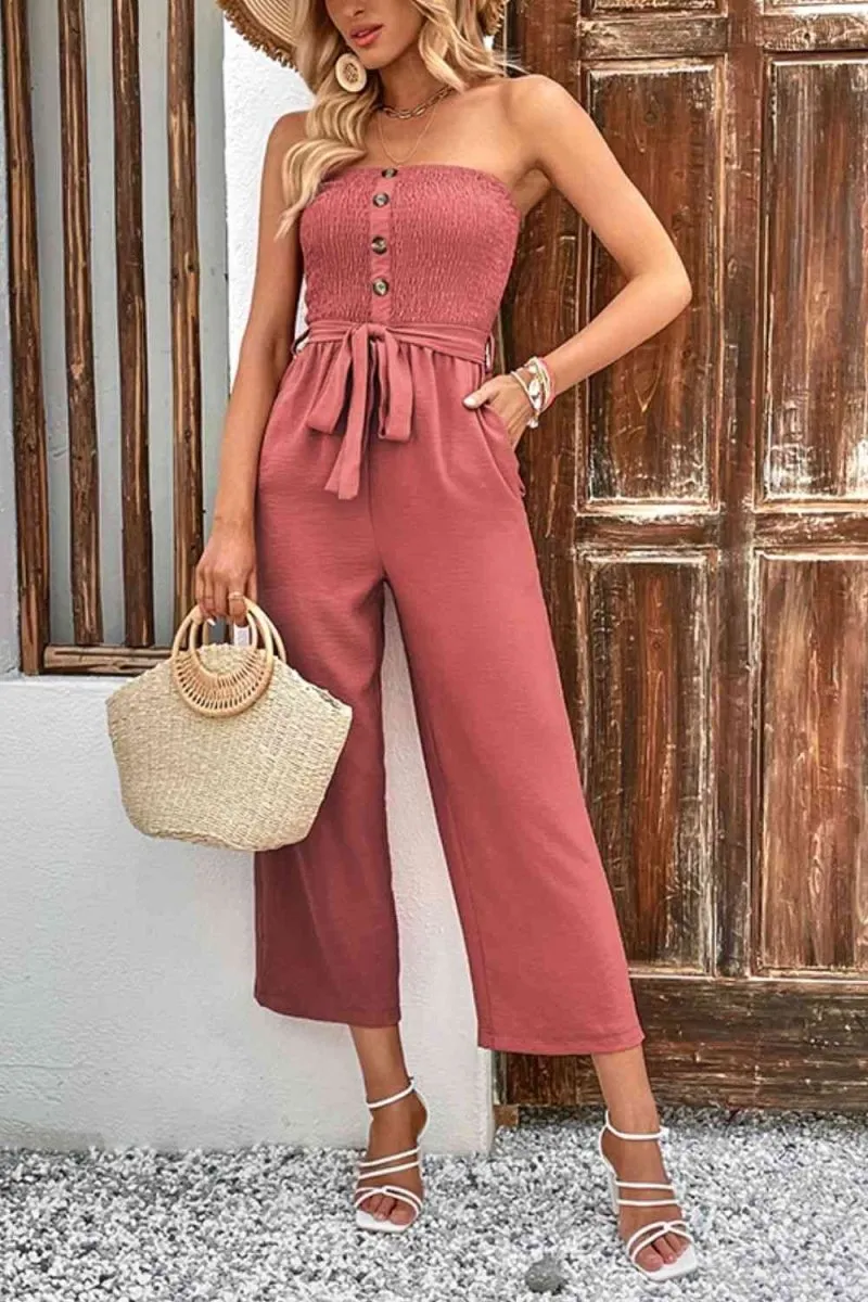 Summer Sunset Smocked Jumpsuit