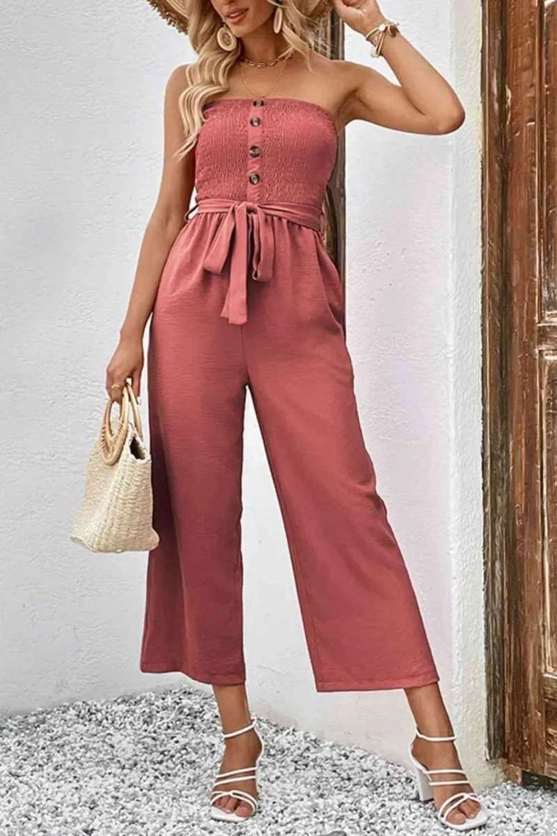 Summer Sunset Smocked Jumpsuit