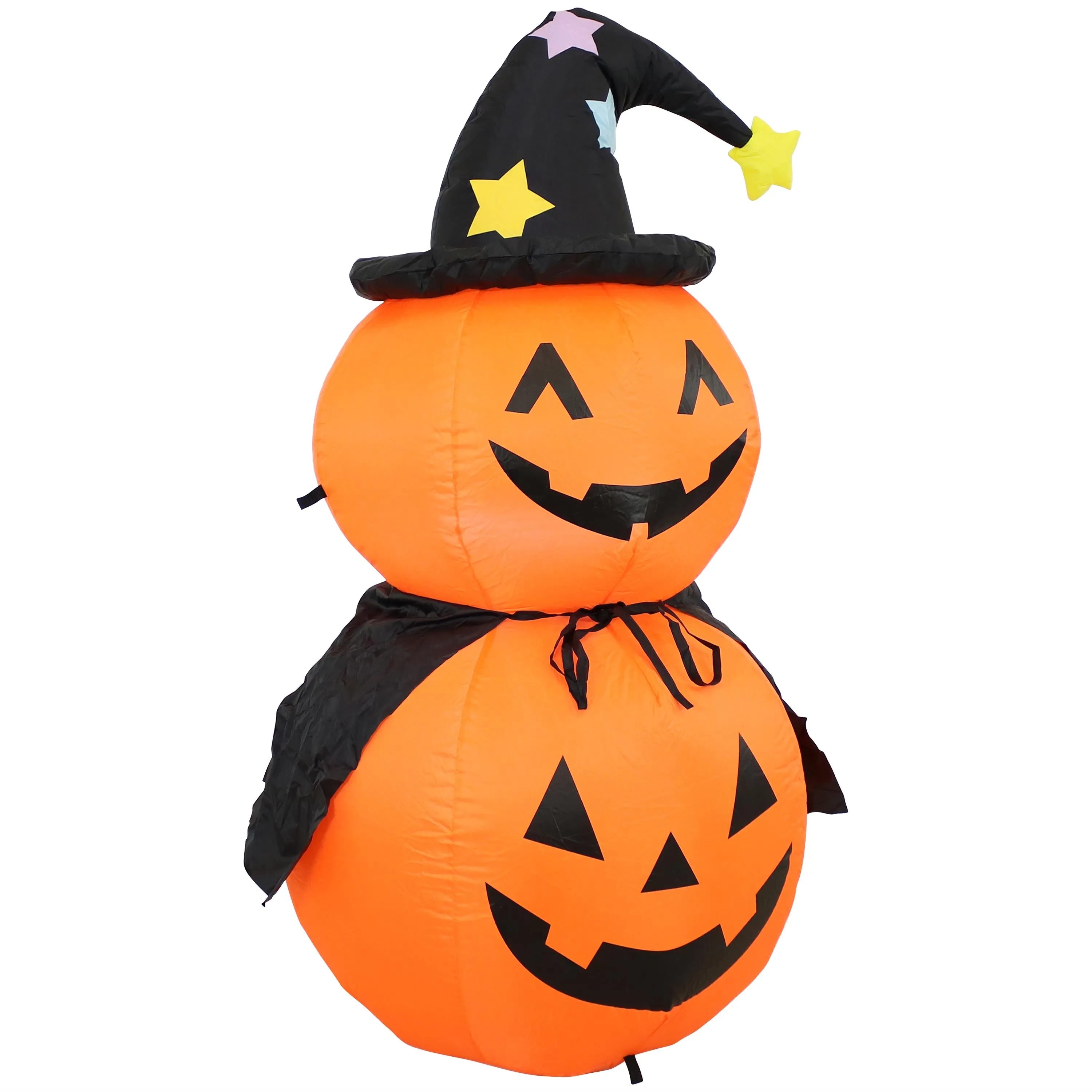 Sunnydaze Jack-O'-Lantern Witch Duo Inflatable Halloween Decoration - 4'