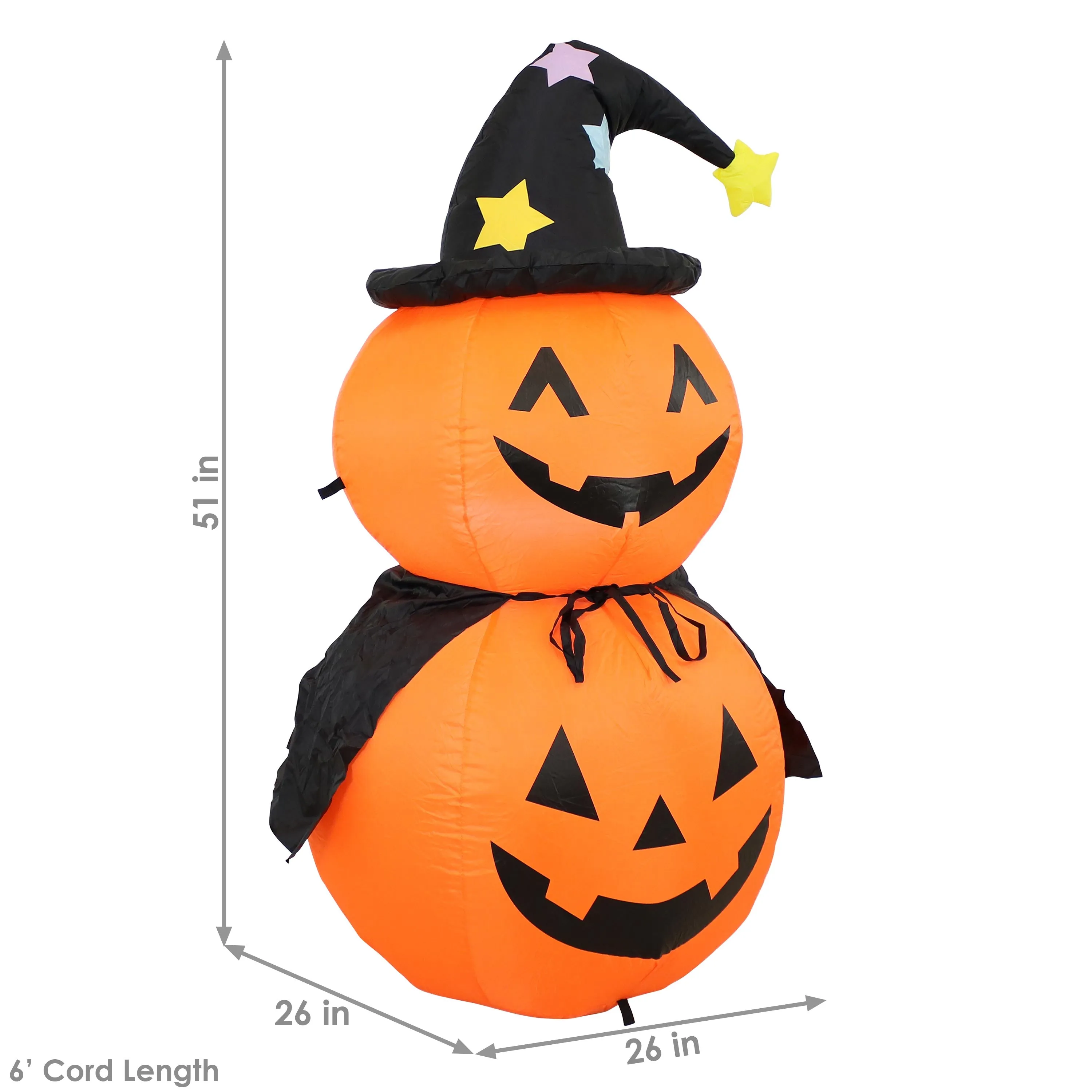 Sunnydaze Jack-O'-Lantern Witch Duo Inflatable Halloween Decoration - 4'