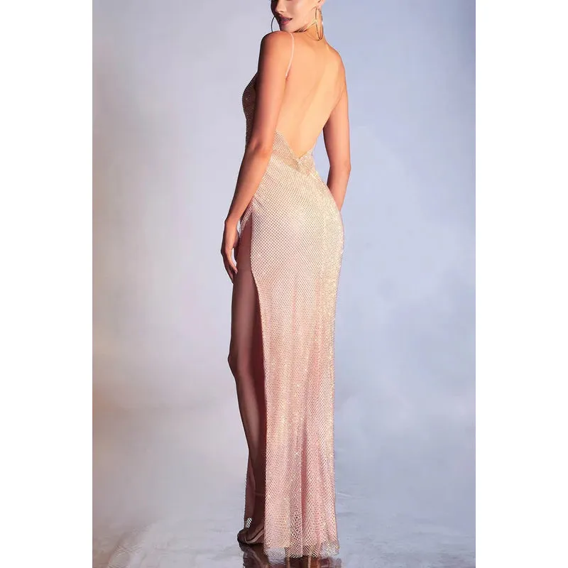 Sweetheart Spaghetti Straps Backless Sequined Sheath Long Prom Evening Dress