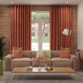 Textured Chenille Burnt Orange Curtains