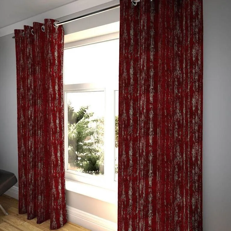 Textured Chenille Wine Red Curtains