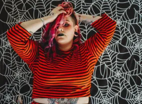 The Perfect Crop Top in Orange&Black Stripe