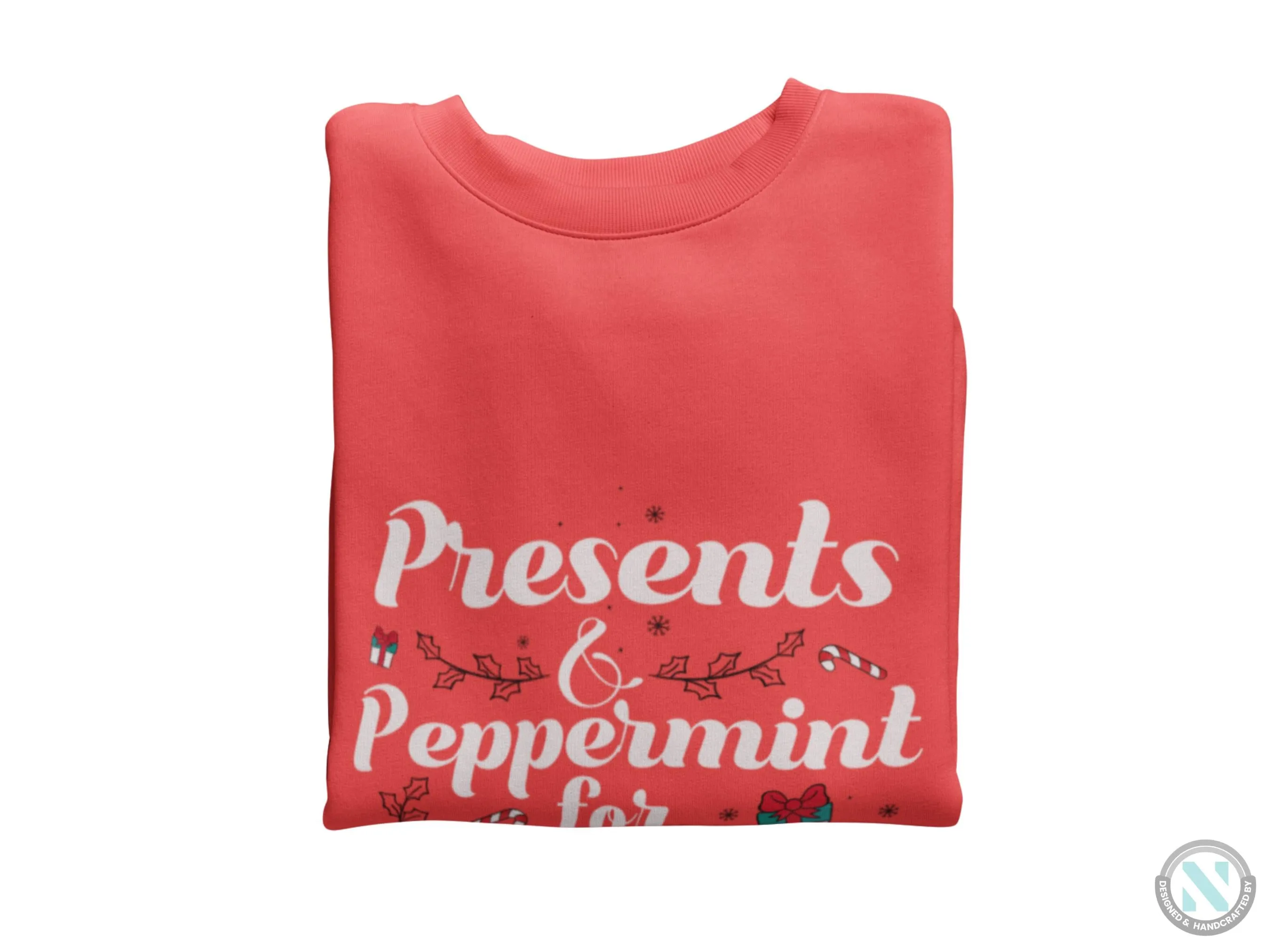 Toddler Girls Personalized Name Jumper Sweatshirt with Presents & Peppermint