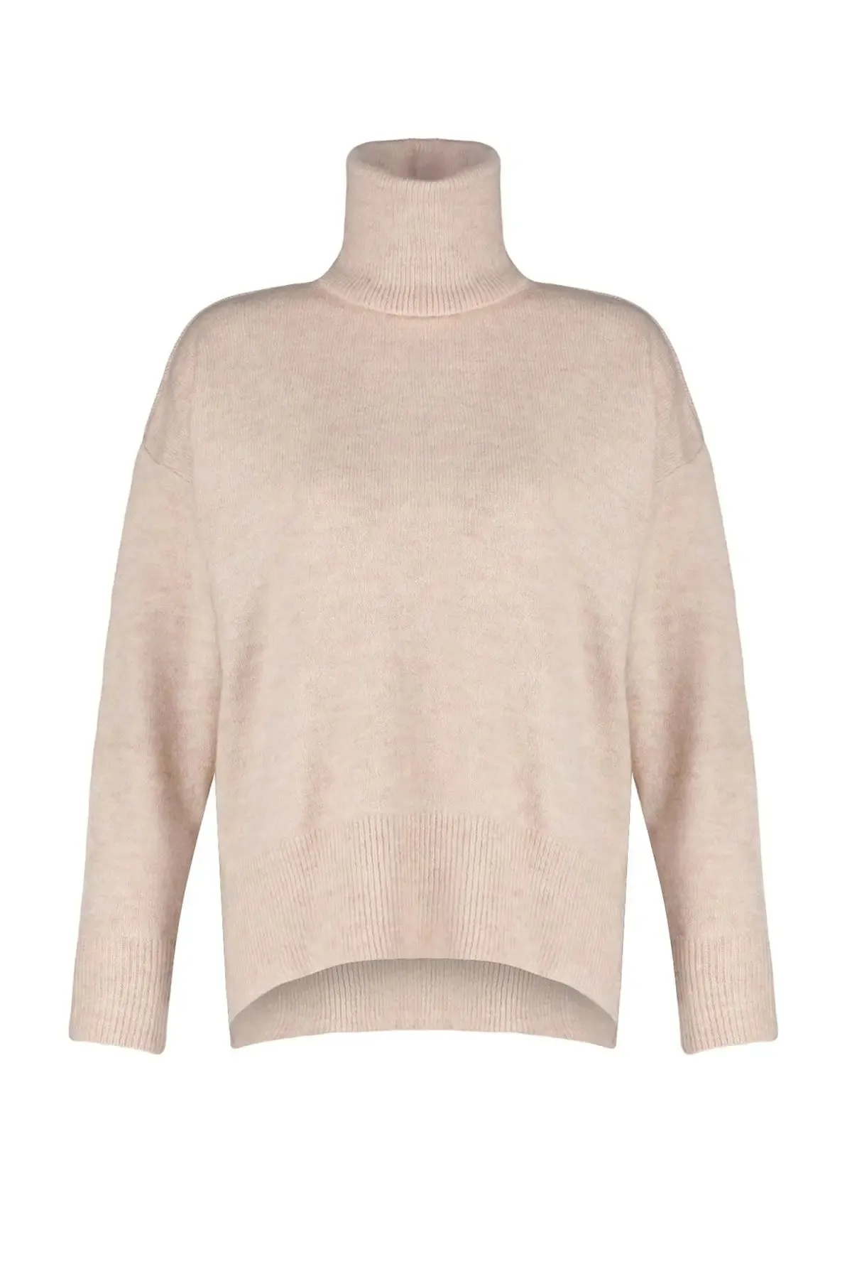 Trendyol TYZA Damen-Pullover, Übergröße, lässige Strickwaren, einfarbiger Rollkragenpullover, schulterfreie Pullover und Pullover, Übergröße, lässige Strickwaren