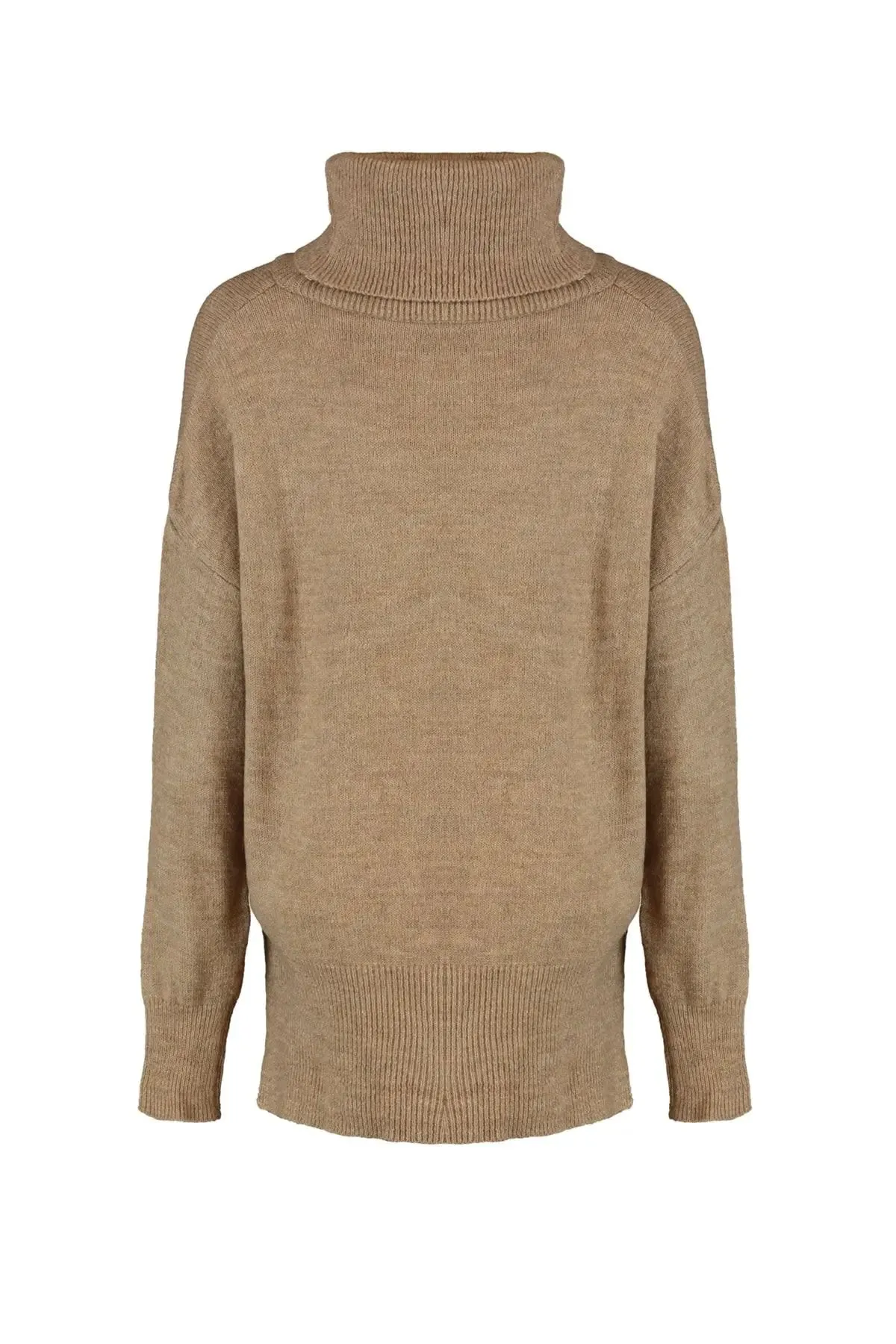 Trendyol TYZA Damen-Pullover, Übergröße, lässige Strickwaren, einfarbiger Rollkragenpullover, schulterfreie Pullover und Pullover, Übergröße, lässige Strickwaren